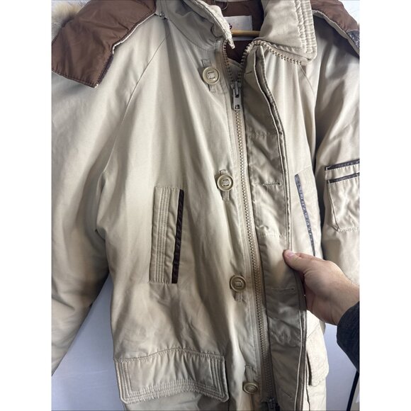Vintage Club International Down Parka Beige Fur Trim Hood Canada Made Men L - Picture 6 of 10